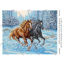 Схему для вышивки бисером «Лошади в снегу» (Схема или набор)