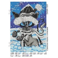 Схема для вышивки бисером "Сиамская кошка с снежками" (Схема или набор)