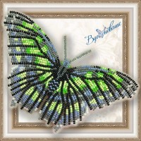 Набор магнит- бабочка для вышивки бисером «Малахитовая».