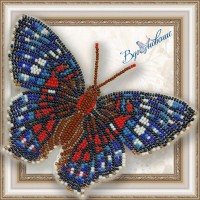Набор магнит- бабочка для вышивки бисером «Красный павлин».