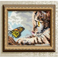 Набор для алмазной вышивки «Котенок и бабочка»